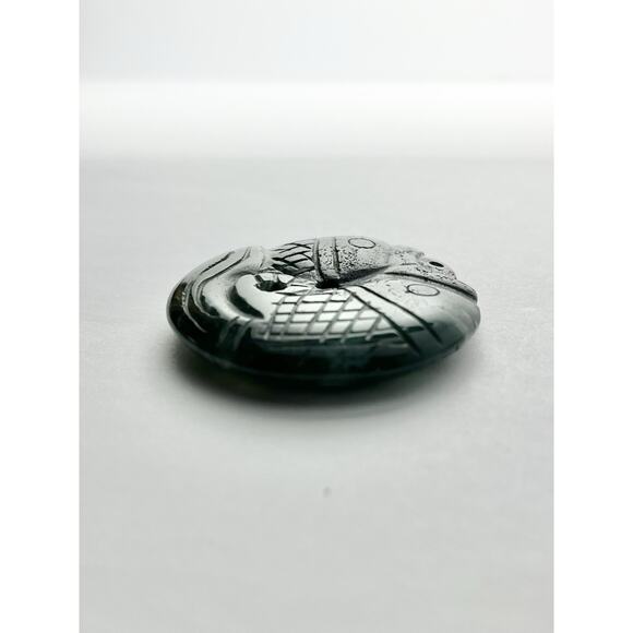 Vintage Yellow Green Jade Jadeite Fish Koi & Dragon Round Large Pendants 2” - Picture 5 of 6